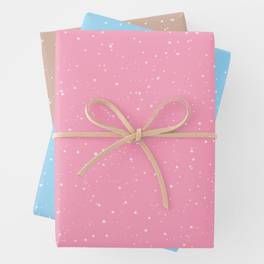 Winter-Schneeflocken in Rosa, Blau und Braun Geschenkpapier Set (Beispiel)