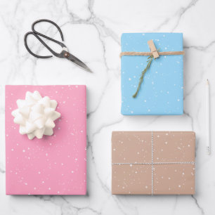 Winter-Schneeflocken in Rosa, Blau und Braun Geschenkpapier Set