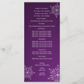 Winter-Schneeflocken-Lila-Hochzeitsprogramm Programm (Rückseite)