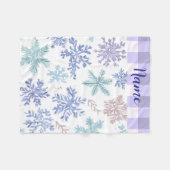 Winter-Schneeflocken mit anpassbarem Namen in Past Fleecedecke (Vorderseite (Horizontal))