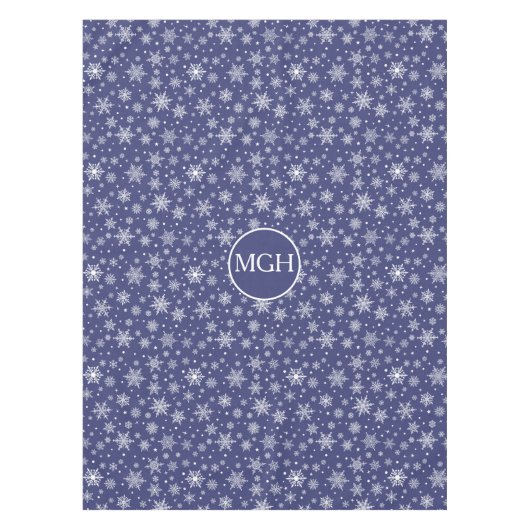 Winter-Schneeflocken-Monogramm-Tischdecke Tischdecke (Vorderseite)