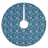 Winter-Schneeflocken-Muster auf eisig kühlem Blau Polyester Weihnachtsbaumdecke (Vorderseite)