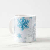 Winter-Schneeflocken-Muster Blau und Weiß Kaffeetasse (Vorderseite Links)