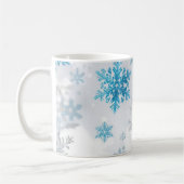 Winter-Schneeflocken-Muster Blau und Weiß Kaffeetasse (Links)