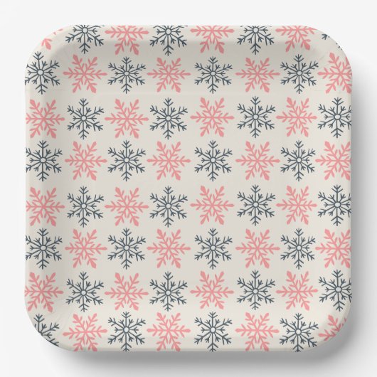 Winter-Schneeflocken-Papierteller Pappteller (Vorderseite)