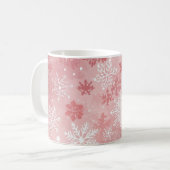 Winter-Schneeflocken Rosa und Weiß Kaffeetasse (Vorderseite Links)