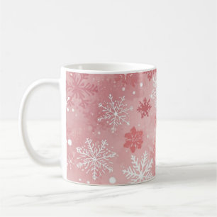 Winter-Schneeflocken Rosa und Weiß Kaffeetasse