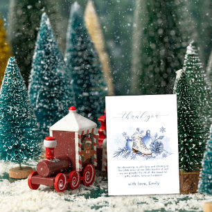 Winter-Schneeflocken-Schlittschuh-Baby-Party Dankeskarte