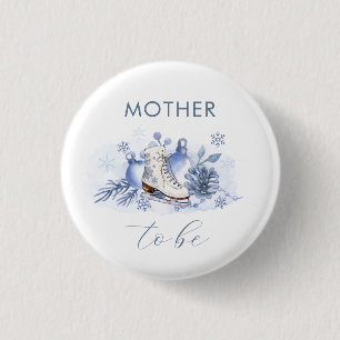 Winter-Schneeflocken-Schlittschuh Baby Shower für Button