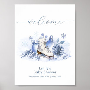 Winter-Schneeflocken-Schlittschuh-Baby-Shower-Will Poster