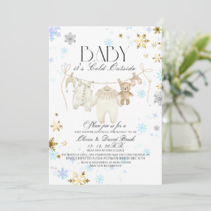 Winter-Schneeflocken Silber und Gold  Babyparty  Einladung