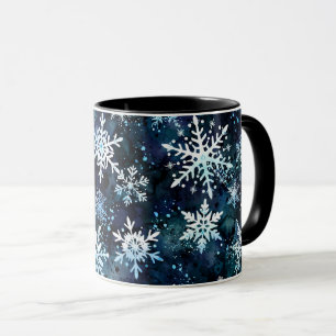 Winter-Schneeflocken Tiefblaue Magische Nacht Tasse