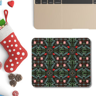 Winter-Schneeflocken, Weihnachtssterne, Kardinale  Mousepad