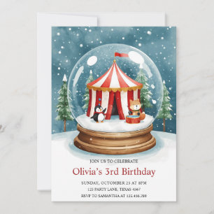 Winter-Schneekugel-Zirkus-Geburtstag Einladung