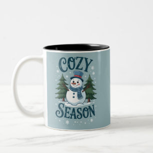 Winter Schneemann Gemütliche Jahreszeit Baum Weihn Zweifarbige Tasse