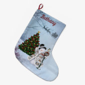 Winter Schneemann Großer Weihnachtsstrumpf (Vorderansicht (hängend))