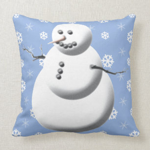 Winter-Schneemann-hellblauer und weißer Feiertag Kissen