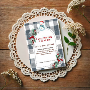 Winter-Schneemann-Karo-Baby-Shower-Einladung Postkarte