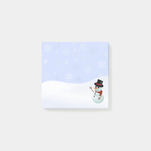 Winter-Schneemann mit Schneeflocken Post-it Klebezettel (Vorderseite)