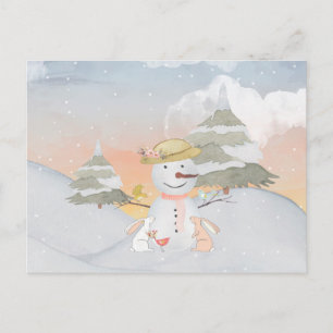 Winter-Schneemann Tier Schnee Tier Illustration Postkarte