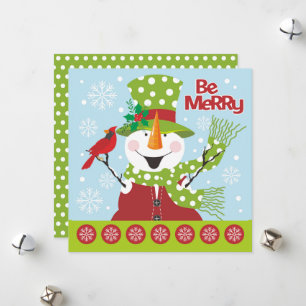 Winter-Schneemann und Roter Kardinal Weihnachten 