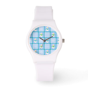 Winter Schneemann und Schneeflocken Armbanduhr