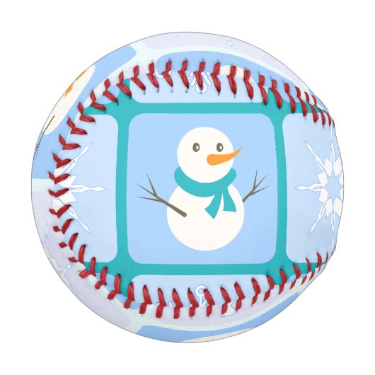 Winter Schneemann und Schneeflocken Baseball (Vorderseite Links)