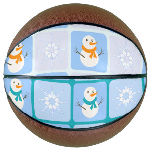 Winter Schneemann und Schneeflocken Basketball
