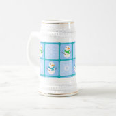 Winter Schneemann und Schneeflocken Bierglas (Vorderseite Links)