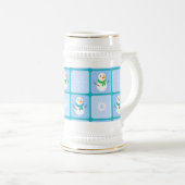 Winter Schneemann und Schneeflocken Bierglas (VorderseiteRechts)