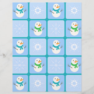Winter Schneemann und Schneeflocken Briefbogen