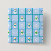 Winter Schneemann und Schneeflocken Button (Vorderseite)