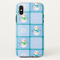 Winter Schneemann und Schneeflocken