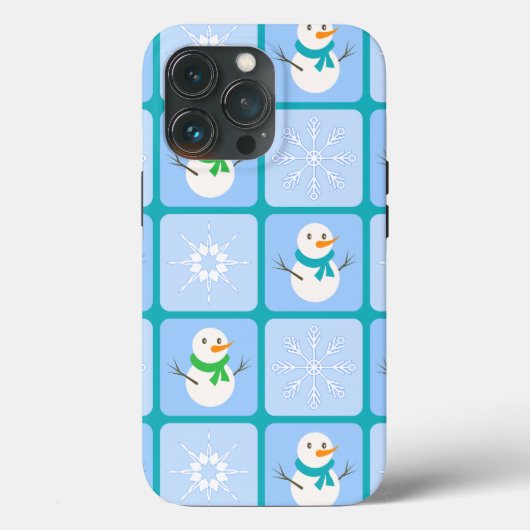 Winter Schneemann und Schneeflocken Case-Mate iPhone Hülle (Rückseite)