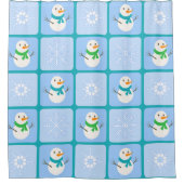 Winter Schneemann und Schneeflocken Duschvorhang (Vorderseite)