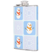Winter Schneemann und Schneeflocken Flachmann (Links)