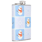 Winter Schneemann und Schneeflocken Flachmann (Rechts)