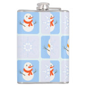Winter Schneemann und Schneeflocken Flachmann (Rückseite)