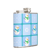 Winter Schneemann und Schneeflocken Flachmann (Rechts)