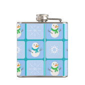 Winter Schneemann und Schneeflocken Flachmann (Rückseite)