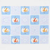 Winter Schneemann und Schneeflocken Fleecedecke (Vorderseite (Horizontal))