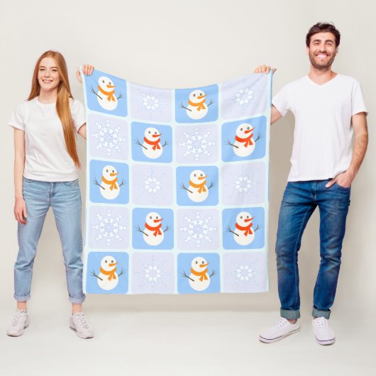 Winter Schneemann und Schneeflocken Fleecedecke (Beispiel)