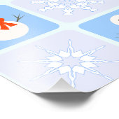 Winter Schneemann und Schneeflocken Fotodruck (Ecke)