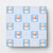 Winter Schneemann und Schneeflocken Fotoplatte (Vorderseite)