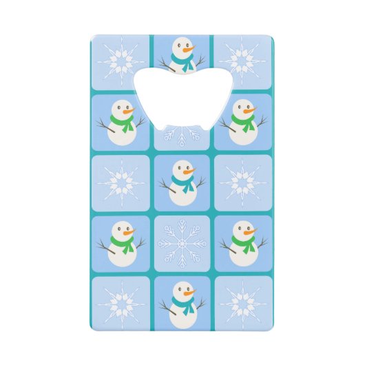 Winter Schneemann und Schneeflocken Geldbeutel Flaschenöffner (Vorderseite)