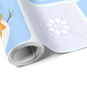 Winter Schneemann und Schneeflocken Geschenkpapier (Rolleneckpunkt)