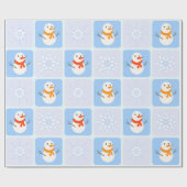 Winter Schneemann und Schneeflocken Geschenkpapier (Flach)