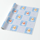 Winter Schneemann und Schneeflocken Geschenkpapier (Ungerollt)