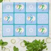 Winter Schneemann und Schneeflocken Geschirrtuch (Gefaltet)