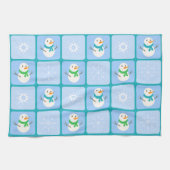 Winter Schneemann und Schneeflocken Geschirrtuch (Horizontal)